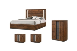 Picture of SANDRA 4PC Bedroom Combo (Walnut Colour) - Queen