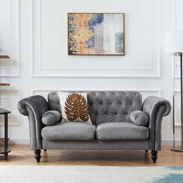 Picture of KENDRA 3+2 Steel Frame Chesterfield Sofa Range (Gray Velvet) - 3+2 Set