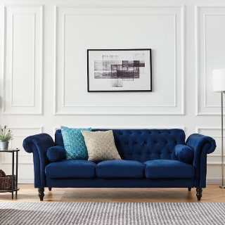 Picture of KENDRA 3+2 Steel Frame Chesterfield Sofa Range (Blue Velvet) - 3 Seaters (Sofa)