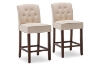 Picture of CALILA Tufted Farmhouse Style Bar Stools (Set of Two) Beige