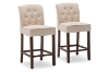 Picture of CALILA Tufted Farmhouse Style Bar Stools (Set of Two) (Beige)