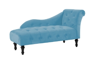 Picture of ZOE Velvet Flared Arm Chaise Lounge (Blue)- Head Facing Left