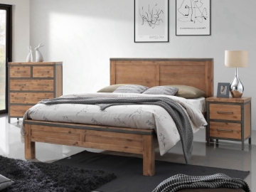 Picture of KANSAS Acacia Wood Bed Frame In Queen/King Size (Walnut)
