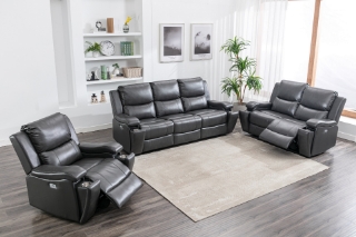 Picture of WORLDFORD POWER RECLEINER  SOFA SET WITH CUPHOLDERS/ USB SET IN GRAY