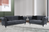 Picture of KENDRA Steel Frame Chesterfield Fabric Sofa (Grey) - Final sale