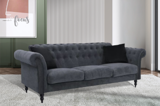 Picture of KENDRA 3+2 Steel Frame Chesterfield Sofa Range (Gray Fabric) - 3 Seaters (Sofa)