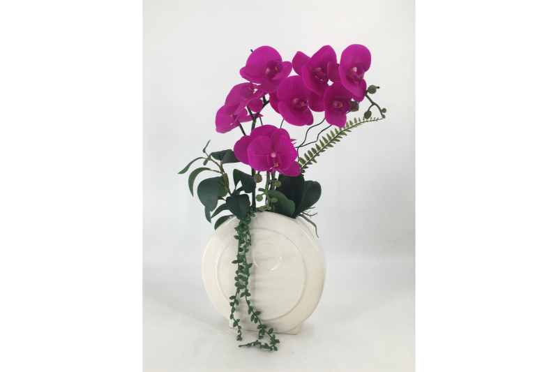 Picture of ARTIFICIAL PLANT PINK ORCHID WITH WHITE VASE (H55CM)