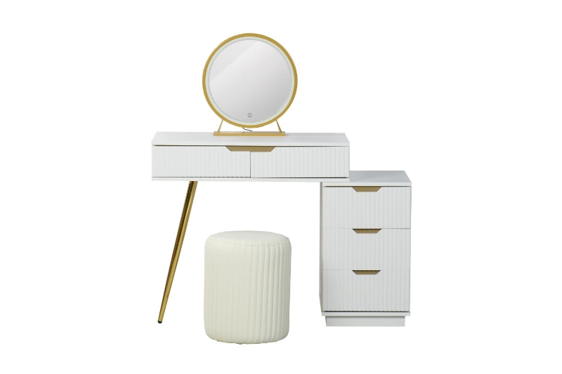 Picture of JASMINE 31.4"- 45.6"Extendable Vanity With Lighted/Adjustable Mirror and Stool