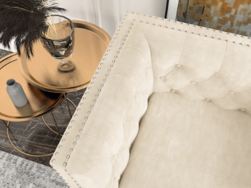 Picture of JERILYN Chesterfield Flared Arm Velvet Sofa Range (Beige) - 1 Seater (Armchair)