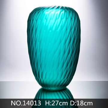 Picture of Medium Blue Green Wave Vase--#14013 