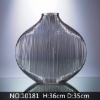Picture of Medium Grey Glass Ribbed Vase--#10181