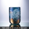 Picture of Medium Blue Tone Tile Etched Vase --#15019