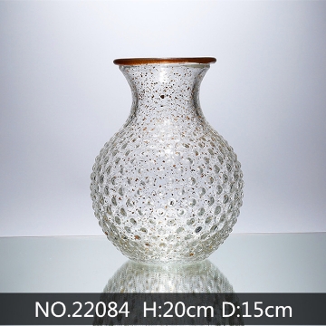 Picture of Medium Clear PEBBLED FLORAL Vase- #22084