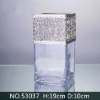 Picture of Large Square Silver Trim Clear Vase--#53037