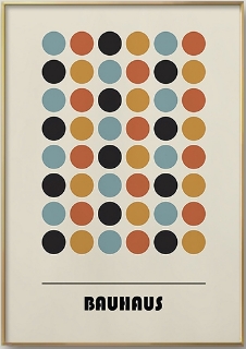 Picture of BAUHAUS DOTS POSTER Canvas Print Wall Art 80x60 wood color frame