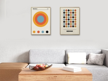 Picture of BAUHAUS POSTER Canvas Print Wall Art 80x60 Wood Color Frame