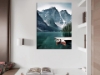 Picture of CANOES IN THE LAKE Canvas Print Wall Art 80x60 frameless