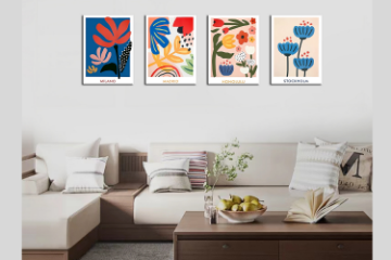 Picture of FLOWER MARKETS Canvas Print Wall Art four 40x30 4 Panels Frameless