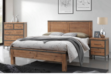 Picture of KANSAS Acacia Wood Bed Frame In Queen/King Size (Walnut)