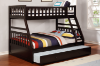Picture of KEAN Single-Double Bunk Bed (Espresso) - Bed Frame with Trundle Storage Drawer