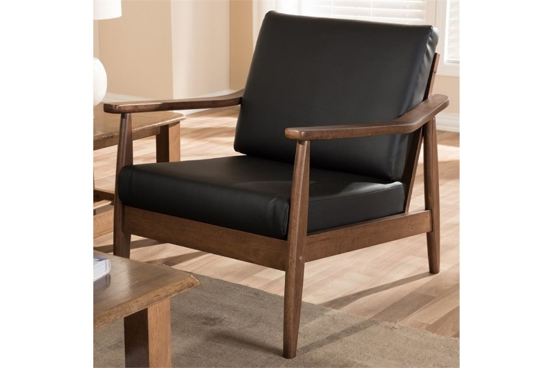 Picture of DAVID Mid-Century Armchair (Black PU)