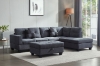 Picture of NEBULA Sectional Sofa with Storage Ottoman & Drop-Down Console (Dark Grey) - Facing Left