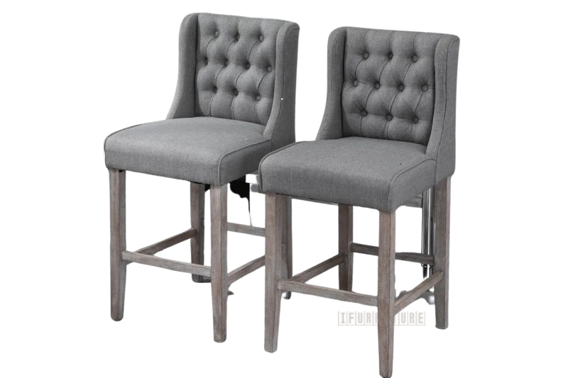 Picture of CALILA Tufted Farmhouse Style Wingback Bar Stools *Set of Two (Grey)