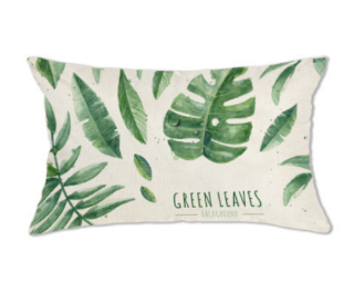 Picture of LUMBAR THROW PILLOW CUSHION WITH INNER ASSORTED 30X50CM -CUSHION 1757 GREEN LEAVES