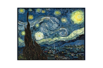 Picture of STARRY NIGHT BY VINCENT VAN GOGH - Black Framed Canvas Print Wall Art (90cm x 70cm)