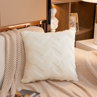 Picture of Fluffy Embroidery Pillow Cushion with Inner 45x45cm -Cushion 60816 Beige
