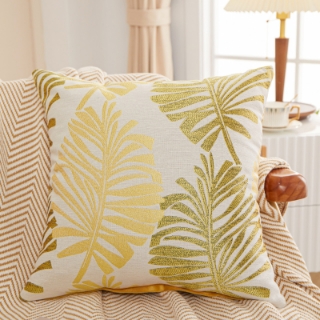 Picture of PALM LEAVES 3D JACQUARD PILLOW CUSHION WITH INNER - CUSHION 96567 GOLDEN 45x45CM