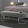 Picture of FLAVIA Velvet Channel Tufted Bench with Stainless Steel Silver Base (Gray)