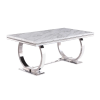 Picture of PHILIPE 71 Inches High Gloss Faux Marble Dining Table with Six Chairs Set
