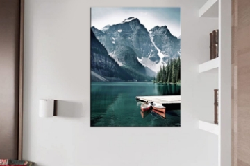 Picture of CANOES IN THE LAKE Canvas Print Wall Art 80x60 frameless