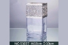 Picture of Large Square Silver Trim Clear Vase--#53037