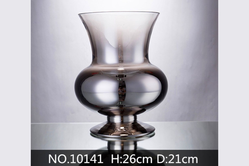 Picture of Medium Grey and Clear Glass Plated Vase - # 10141