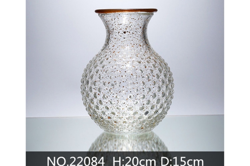 Picture of Medium Clear PEBBLED FLORAL Vase- #22084