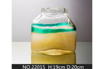 Picture of Medium Green and Gold Molded Glass Vase--#22015