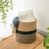 Picture of Jute Rope Plant Basket/ Storage Organizer *Black & Beige Stripe Medium Size