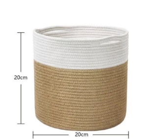 Picture of Jute Rope Plant Basket/ Storage Organizer *White & Natural Medium Size