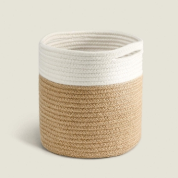 Picture of Jute Rope Plant Basket/ Storage Organizer *White & Natural Large Size