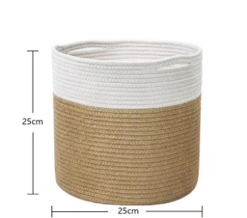 Picture of Jute Rope Plant Basket/ Storage Organizer *White & Natural Large Size