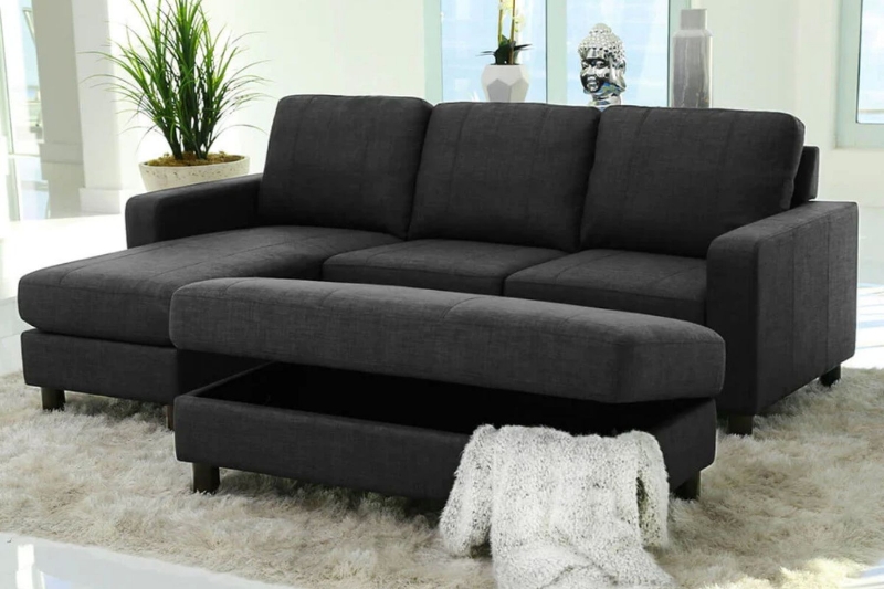 Picture of BODEN Reversible Sectiona Sofa With Lift-Up Storage Ottoman (Grey)