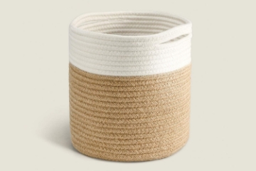 Picture of JUTE Rope Plant Basket/ Storage Organizer (White & Natural)