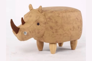 Picture of BIG Hardwood Ottoman (Yellow Rhinoceros)