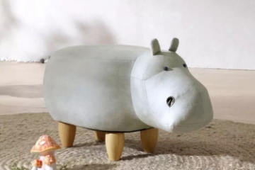 Picture of BIG Hardwood WHITE HIPPO Ottoman
