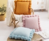 Picture of TASSEL HAND-KNITTED SQUARE CUSHION WITH INNER - LIGHT CREAMY