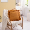 Picture of TASSEL HAND-KNITTED SQUARE CUSHION WITH INNER - LIGHT CREAMY