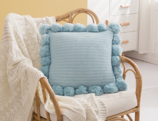 Picture of TASSEL HAND-KNITTED SQUARE CUSHION WITH INNER - SKY BLUE