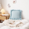 Picture of TASSEL HAND-KNITTED SQUARE CUSHION WITH INNER - SKY BLUE
